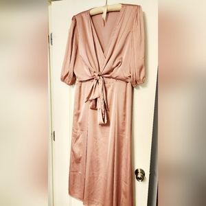 Mauve Satin Midi Dress